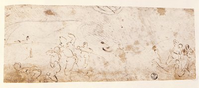 Sistine Chapel Ceiling (1508-12): sketch of figures for 